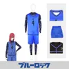 Anime azul bloqueio cosplay traje isagi yoichi chigiri bachira rensuke kunigami futebol maillot pé uniforme roupas jerseyscosplay