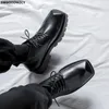 Botas tornozelo para homens werkschoenen plataforma sapatos de couro casuales preto casual chaussure homme