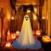 Maski imprezowe Upiorne Duch Halloween Dekor z lekkimi strunami obsługiwane drzwi przednich Duch Gostka na okręgu stojąca Halloween Dekoracja Q231007