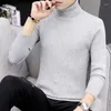 Pulls pour hommes Automne Hiver Col Roulé À Manches Longues Hommes Mode Tout-Match Harajuku Simple Surdimensionné À L'intérieur Vêtements Quotidien Noir Blanc