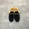 2023-Designer Pantoufles Princetown Slipper Hommes Femmes Automne Hiver Laine Mocassins Classique Boucle En Métal Chaussures De Broderie Modèle De Luxe Diapositives Paresseuses