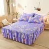 Bed Skirt Lace Bed Sheet Skirt Floral Printed Bed Cover Single/Queen/King Size Bedspread on the Bedpillowcase need order 231007