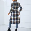 Giacche da donna Giacca per abiti Donna Plaid Slim Trench abbottonato Autunno Inverno Cintura a maniche lunghe Casual di lana