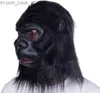 Party Masks Black Gorilla Latex Mask Vuxen Full Face Funny Animal Mask Halloween Party Cosplay Costume Props Realistic Headgear Q231007