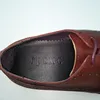 Robe chaussures PJCMG respirant hommes affaires à lacets noir/vin rouge formel en cuir véritable mariage Oxfords bureau