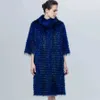 Pelliccia da donna Pelliccia sintetica Spedizione gratuita Donna Lungo a strisce Stile Blu Lungo Reale Sr Cappotto di pelliccia di volpeL231007