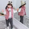 양복 조끼 어린이 가을 따뜻한 웨이스트 코트 소녀 패션 체커 보드 패딩 재킷 소년 캐주얼 스탠드 칼라 아래 면화 조끼 2y-10y 231007
