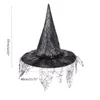 Berretti Cappello da strega di Halloween Cappelli da strega Donne Mago adulto Uomo Costume Cosplay Party Veli a rete Birma larga