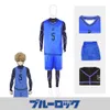 Anime azul bloqueio cosplay traje isagi yoichi chigiri bachira rensuke kunigami futebol maillot pé uniforme roupas jerseyscosplay