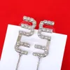 Дизайнерские женские серьги с кисточками и буквами, серьги-подвески, серьги-гвоздики с бриллиантами, обручальные роскошные ювелирные изделия с коробкой
