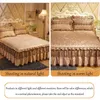 Jupe de lit 3 pièces couvre-lit jupe de lit de luxe européenne épaissir belle literie Cal King Size draps Havy couvre-lits Queen/King Size 231013