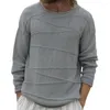 男性用セーターメンズソリッドカラーセータースタイリッシュなルーズフィットニットウェアリブ付きカフ付き秋の冬のプルオーバートップス