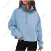 Yoga Scuba Half Zip Hoodie Jacket Designer Sweater Women's Definiera träningspass Fitness Activewear Top Solid Zipper Sweatshirt Sport Gym kläder 2129