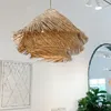 ペンダントランプノルディックミニマリストのラタン織りwabi sabi led chandelier bb bar cafe living dining room bedroom home decorランプライト