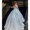 Princess Floral Lace Wedding Dress Long Sleeves Garden Country Applices Bridal Robe de Mariage Ball Gowns 328 328