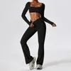 Active Sets 2 pièces femmes Yoga ensemble Fitness à manches longues sport soutien-gorge entraînement taille haute Leggings vêtements de sport séchage rapide course exercice costume