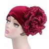 Women Large Flower velvet turban head wrap Bonnet Muslim Hijab Headscarf Chemo Cap Beanie Hair Loss Head Cover Wrap Wedding Hat