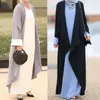 Abbigliamento etnico Donna Dubai Abaya Musulmano Turchia Caftano Cardigan Abito Eid Ramadan Moderno 2023 Moda Tinta unita Abiti islamici Elegante