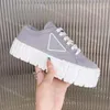 Designer Shoes Double Wheel Women Trainers Nylon Lace up Sneakers Flat Rubber Sneakers Chunky Platform Sneaker Thick Bottom Low Top Shoe Outdoor