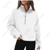 Yoga Scuba Half Zip Hoodie Jacket Designer Sweater Women's Definiera träningspass Fitness Activewear Top Solid Zipper Sweatshirt Sport Gym kläder 2129