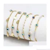 Charm-Armbänder Charm-Armbänder Gold Evil Blue Eye Lucky Turkish Eyes Armband für Frauen Mädchen Strandschmuck Partygeschenk 10 Styles Drop Dh4At