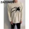 Maglioni da uomo ZAZOMDE Maglione invernale in cashmere da uomo Modello ragno Pullover lavorato a maglia Maglione Hip Hop Harajuku Gotico Streetwear Maglione caldo Uomo 231007