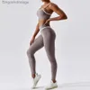 Active Sets Yoga Clothing Sets Women High Waist Leggings And Top Seamless Tracksuit Fitness Workout Outfits Gym Sports Wear Two Piece SetL231007