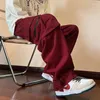 Herenbroeken High Street Hip Hop Mode Casual Werkkleding Bordeaux Wijde broek Ins Trend Losse rechte pijpen