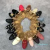 2023-Designer Pantoufles Princetown Slipper Hommes Femmes Automne Hiver Laine Mocassins Classique Boucle En Métal Chaussures De Broderie Modèle De Luxe Diapositives Paresseuses