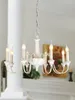 Pendant Lamps French Garden Living Room Chandelier American Creative Carved Candle Lamp European Simple Dining Bedroom