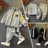 Clothing Sets School Kids Tracksuit Jogger Set Full Zip Letter Prints Baby Boys Drawstring Hoodie Sweatpant Children Outfits 1 11 Years 231007