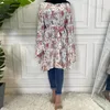 Ethnic Clothing Dubai Floral Irregular Dress Women Muslim Casual Long Sleeve Shirts Islamic Abaya Kaftan Turkey Arab Fashion Top Blouse