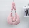 2023 Autumn/Winter New Plush Bag Small Design Imitation Fox Hair Underarm Bag Pearl Chain Single Shoulder Bag Plush Bag