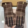 Gloves Designer Women Men Winter Lattice Cashmere Fingers Leather Gloves Touch Screen Cycling Warm Insulated Sheepskin Fingertip Gloves