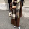 Scarves Womens Scarf Autumn Winter Rainbow Plaid Scarfs Long Vintage Tassel Shawl Warm Soft Thickened Accessories 231007