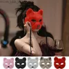 Party Masks Furry Fox Masks Half Face Eye Mask for Women Men Cosplay Prop Halloween Christmas Carnival Party Animal Cosplay Mask Accessories Q231009