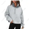 Yoga Scuba Half Zip Hoodie Jacket Designer Sweater Women's Definiera träningspass Fitness Activewear Top Solid Zipper Sweatshirt Sport Gym kläder 2129