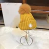 Beanie Moda Tasarımcı Kış Örme Beanie Erkekler Casquette Kadın Bonnet Fox Saç Yün Şapka En Kalite Sıcak Sahte Kürk Pom Beanies Caps 18 Renk Hediye 117731