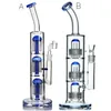 13 pulgadas de alto gris Triple árbol perc filtro de vidrio embriagador bong dab rig pipa de agua plataformas petrolíferas para fumar con cachimba para fumar banger de 14,4 mm