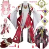 Genshin impacto yae miko cosplay traje guuji yae fantasia vestido conjunto completo uniforme roupa peruca headwear sapatos adereços jogo suitcosplay