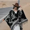 Scarves Poncho Female Travel Windproof Fringe Cape Hooded Split Shawl Pashimina Cachecol Feminino Inverno 231007