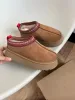 Tasman Terlik Kestane Kürk Slaytlar Koyun Dinini Shearling Tazz Yeni Katırlar Kadın Erkekler Ultra Mini Platform Bot Slip-On Ayakkabıları Süet Konfor Kış Uggly