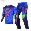 Autres vêtements Willbros and Pantal MX Combo Motocross Blue Gear Set Bike Suit Off-Road MTB ATV UTV Racing Outfitl231007