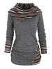 Dameshoodies Sweatshirts Tribal Geometrische Gestreepte Gebreide top met capuchon en capuchon Lange mouwen Mock Button Gebreid Dames Casual Etnisch Top met capuchon 231007