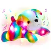 Muñecas de peluche 33 cm Color del arco iris Luz LED Juguetes musicales Mono Perro Elefante Muñeca Suave Lindo Animales de peluche para niñas Regalo de cumpleaños Juguete 231007