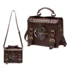 School Bags PU Leather Briefcase Shoulder Bag Medieval Steampunk Vintage Handbag Messenger Women s Clock Tote Crossbody Side Hand Man 231007