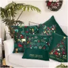 Decorações de Natal Verde Algodão Stam Fronha Decoração para Decoração de Festa em Casa Kerst Drop Delivery Garden Festive Supplies Dh6hr