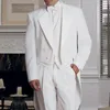 Men's Suits White Men Tail Coat With Double Breasted 3 Piece Wedding Tuxedo For Groom Man Fashion Costumes Jacket Vest Pants