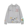 Suéter de capuz para meninos designer gall outono/inverno American High Street Pure Cotton Cotton Graffiti Speckle Print Letter Homem e feminina Roupas relaxadas S-xl R9mp