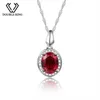 Double-r Classic 925 Silver Pendant Necklace Created Oval Ruby 2 0ct Gemstone Zircon Pendant For Women Wedding Jewelry Y19051602223Q